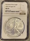 2025-W Burnished $1 American Silver Eagle NGC MS69 Brown Label