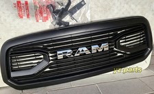 Matte Black Front Grille For 2013-2018 Dodge Ram 1500 Bumper Wchrome Letters