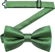 Pre-Tied Bow Tie Satin Solid Bowtie Adjustable Tuxedo Bowties for Men with Gift