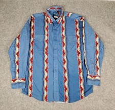 Vintage WRANGLER Western Shirt Mens 2XL Southwest Aztec Print Pearl Snap