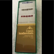 Vintage Men's Handkerchiefs Embroidered Set Of 3 NIB