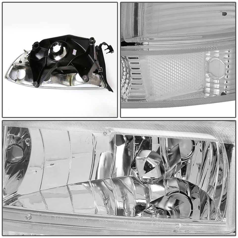 CHROME 4PC HEADLIGHT+SMOKE LENS BUMPER FOG LIGHT FOR 01-04 DODGE DAKOTA/DURANGO — 第 4/4 张图片
