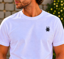 Mens Egyptian Scarab Beetle Embroidered T Shirt White Cotton Ancient Egypt Tee