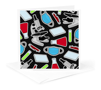 3dRose, Cute Laboratory Pattern Black, Greeting Card