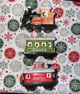 Vintage 1980’s Department 56 Train G&N R.R. 3 Piece Set Porcelain W/ Cord
