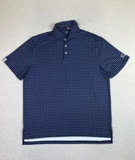 RLX Ralph Lauren Polo Shirt Mens Large Blue Polka Dot Golf Wicking Performance