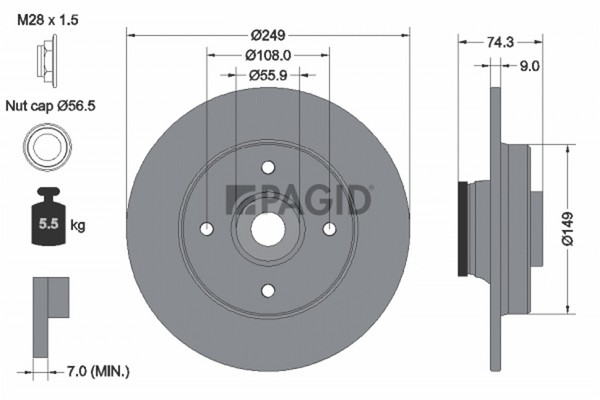 2X Bremsscheibe Pagid 54941NC FüR Peugeot 308 1 SW CC 16V Bioflex Hdi THP Cvvt 2-image
