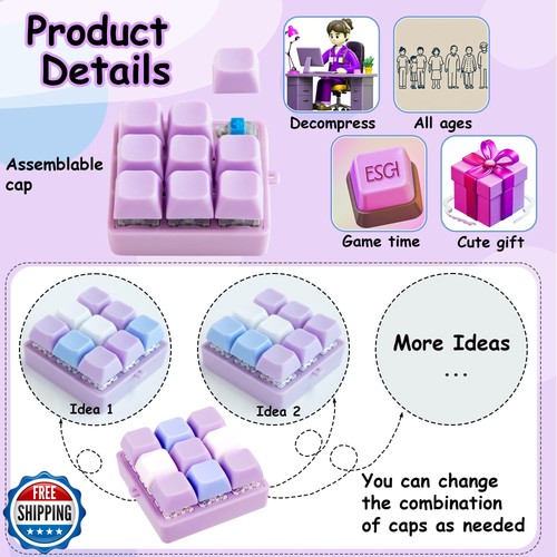 Paquete de 2 Teclado Juguete Inquieto 9 en 1, Teclado Llavero Inquieto Teclado Antiestrés - Imagen 5 de 5