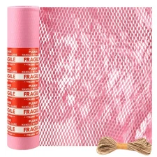 15 In x 164 Ft Pink Honeycomb Packing Paper, Honeycomb Paper with Sticker Lab...