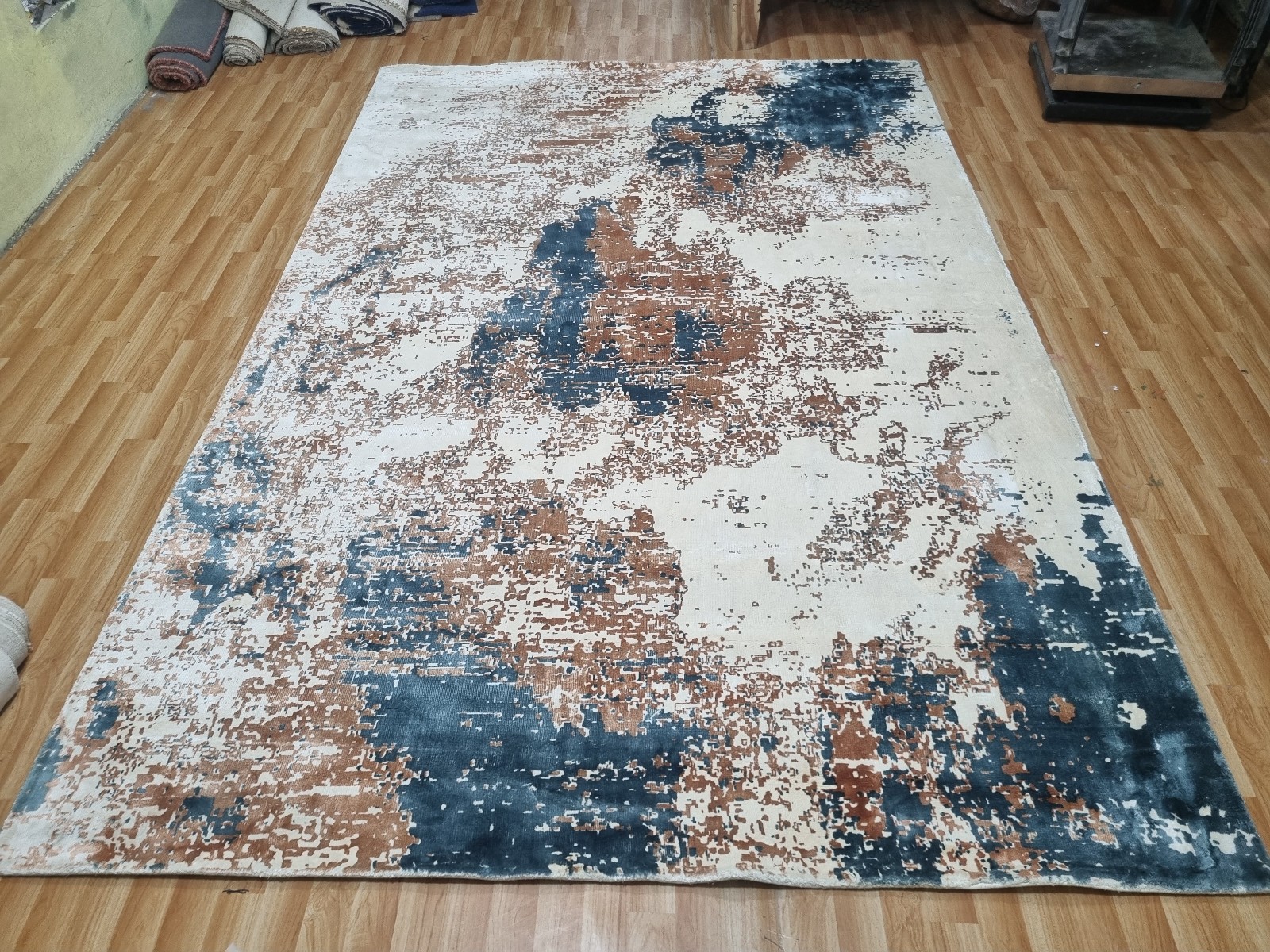 Handtufted Blue Modern Abstract Design Soft Wool Area 10x12 Rug For Livingroom