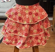Vtg Circular Waist Tiered Apron Tie Back Pink CUTE 