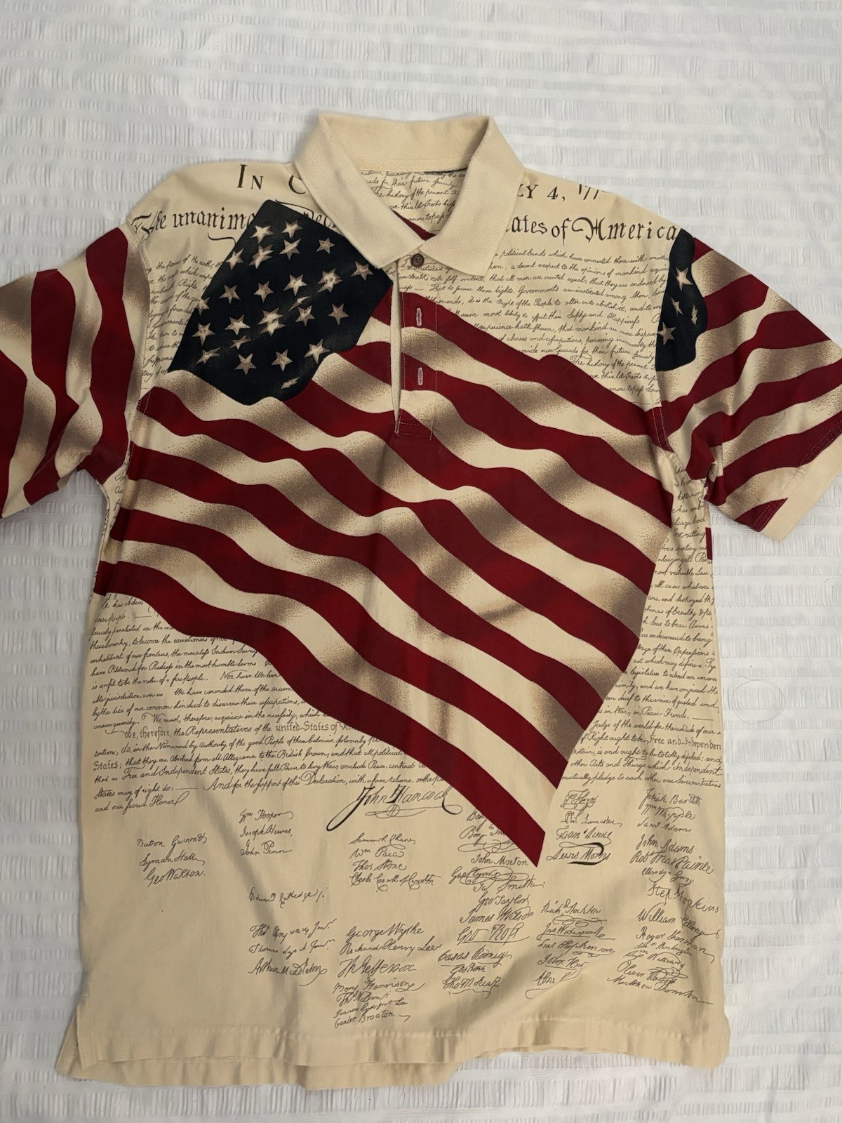 Cotton Traders Sport Shirt Men XL Polo USA Patriotic American Flag Freedom 