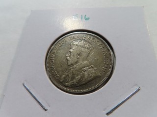 E16 Canada 1913 Silver 25 Cents