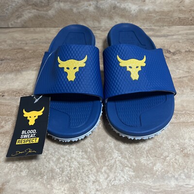 Under Armour Project Rock Fat Tire Slides Sandals Blue Men display picture 1