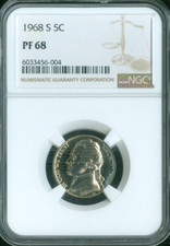 1968 S Jefferson Nickel NGC PF68 Quality