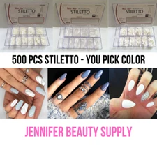 MISS ANA STILETTO CLEAR 500 PC ARTIFICIAL FAKE NAIL TIP 10 SIZE LIKE BEYOU 