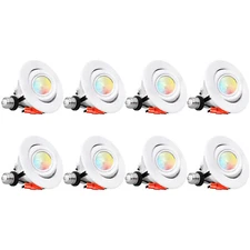 8-Pack Adjustable Ceiling Spot Light, 4" 5CCT LED Gimbal Retrofit Recessed Light