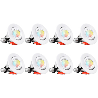 8-Pack Adjustable Ceiling Spot Light, 4'' 5CCT LED Gimbal Retrofit Recessed Light