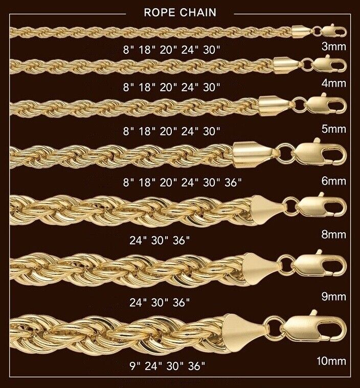 Hip Hop Rope Chain Necklace 2mm to 10mm 16 Hip Hop Rope Chain Necklace 2mm to 10mm 16