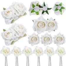 12 Pieces Rose Flower Hair Clip Rose Bridal Hair Pins Rose Brooch Wedding Hai...