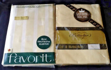 Edle Favorit Mako Damast Bettwäsche Kronendekor Blockstreifen Gelb & Laken 6tlg.