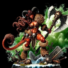 Female Tiefling Barbarian Miniature UNPAINTED - Resin Model Kit D&D RPG