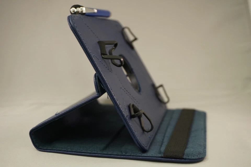 8" NAVY  ACP Tablet Case Cover Folio - with Stylus and (2) Hardened Glass - Image 4 of 4