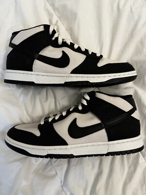  Size 10.5 Men Nike Dunk Mid Canvas Panda- In Hand Same Day Ship 