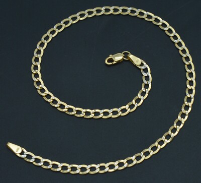 Real 10k Two Tone Gold Cuban Link Chain Bracelet 10 in - Main Image