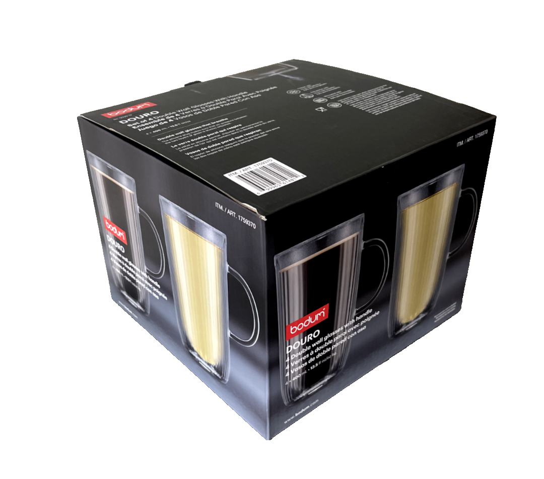 Bodum DOURO Double Wall Mug, 13.5oz, 4-piece Set - NEW OEM