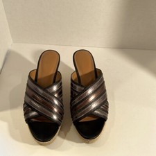 Coach Womens crossover metallic platform wedge sandals 8