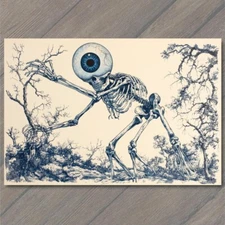 Art Print Gothic Skeleton Holding Eye Surreal Fantasy Macabre Horror Dark Skull