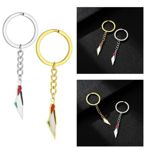 1/2Pcs Palestine Map Flag Design keychain Palestinian Key Chain (Gold Silver).