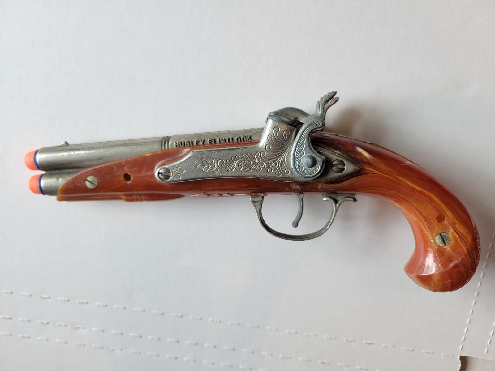 HUBLEY FLINTLOCK Double Barrel Toy Cap Gun Grelly USA