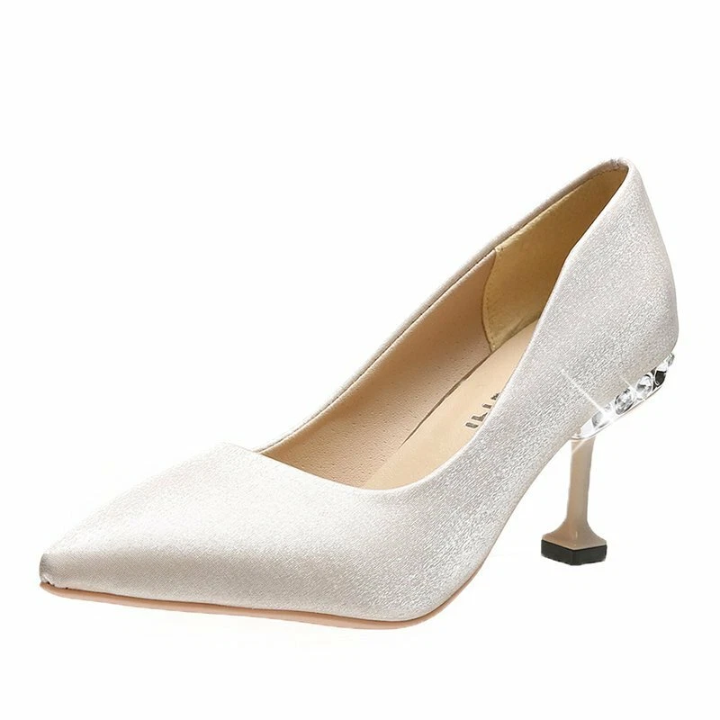 R Collection Lottie Ivory Satin Kitten Heel Wedding Shoes