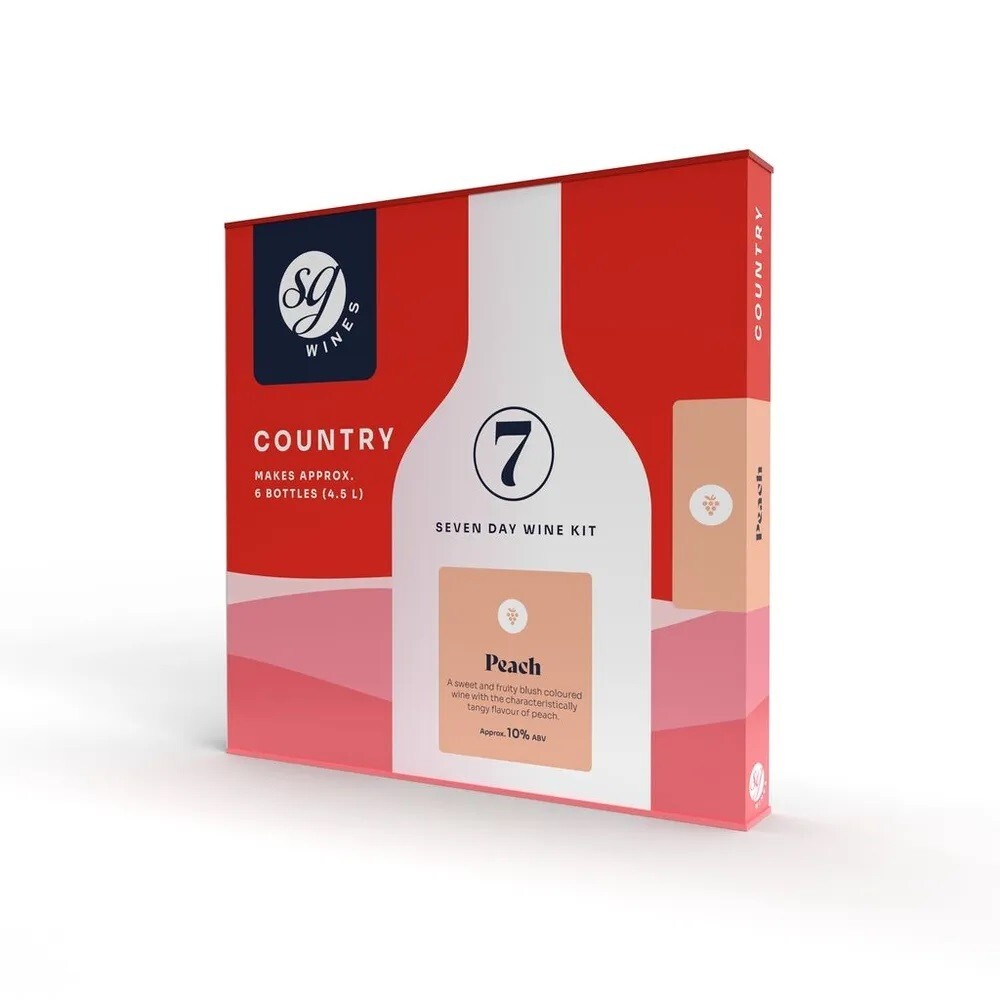 SG Wines Country Wine Peach Wine Kit 6 Bottle Wine Ingredients Kit