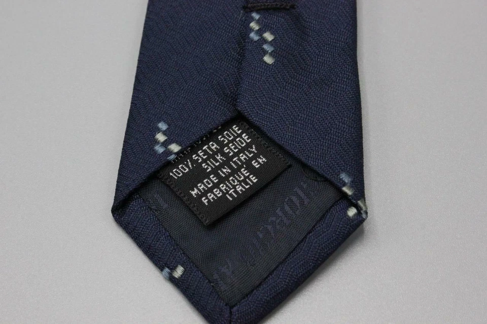 Corbata de lana de seda ARMANI COLLEZIONI. Azul con gris geométrico. Foto 3 de 3