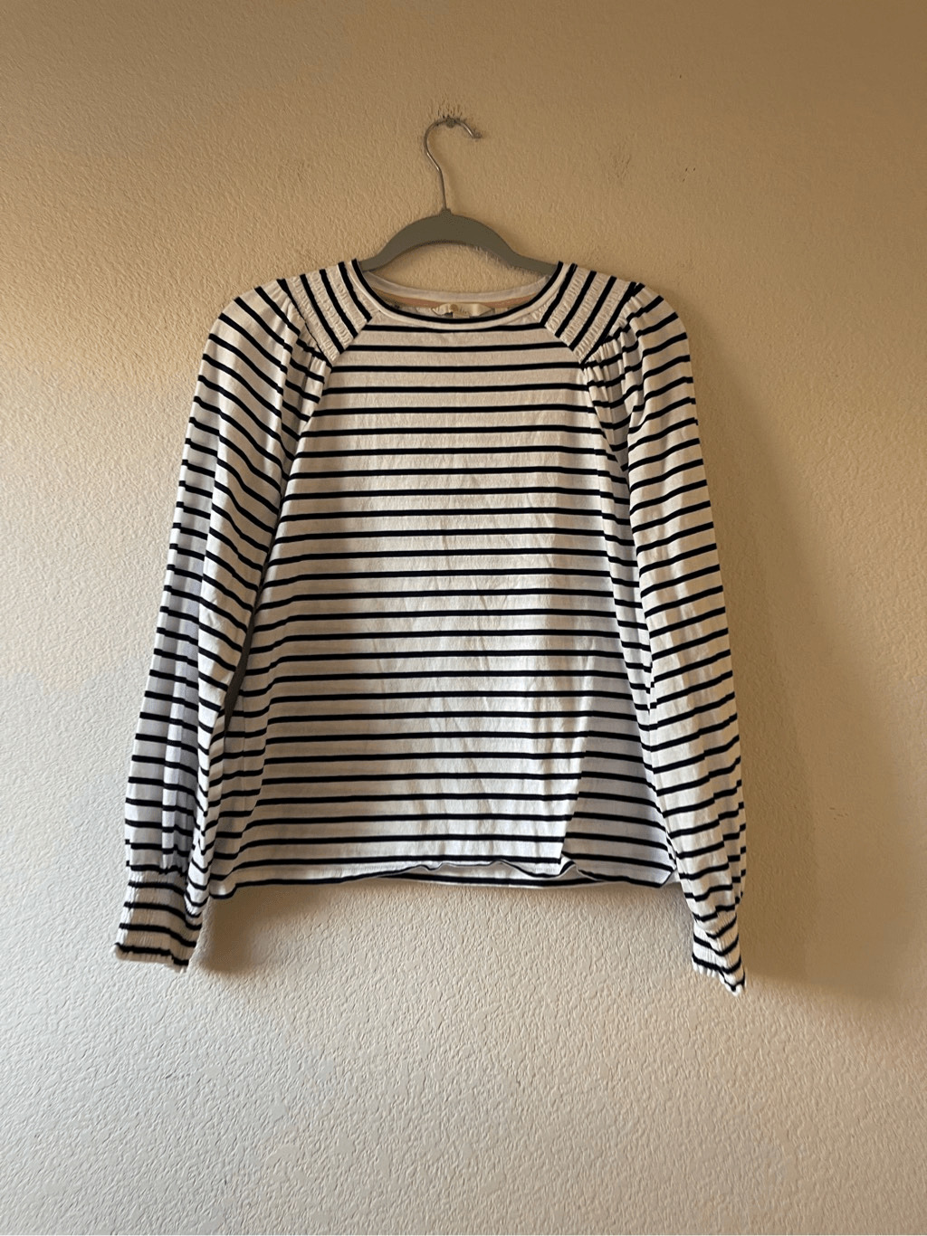Boden striped puff sleeve long sleeve blouse size… - image 2