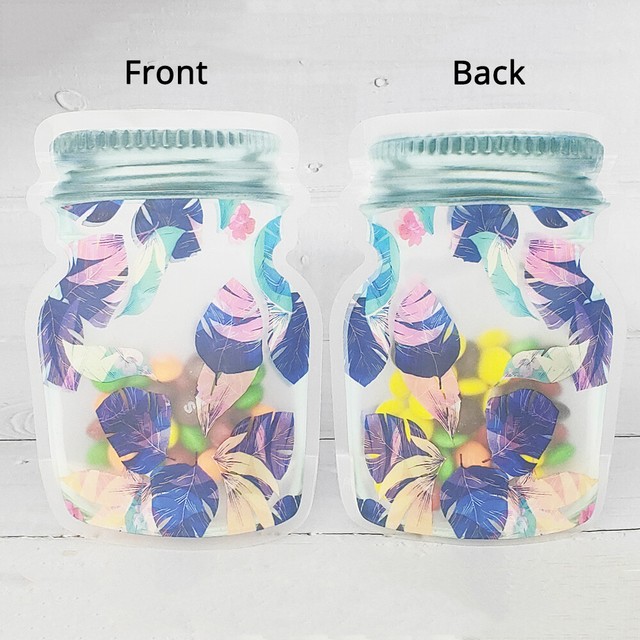4x6in Clear Glossy Mylar Jar Shape Stand Up Zip Lock Bag w/ Machine