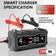 12V 4 Amp Car Automotive Charging & Marine Battery Charger Emergency  USA