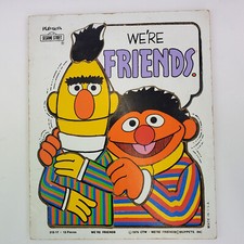 Vintage Playskool Wood Puzzle Sesame Street Bert and Ernie Were Friends 1976