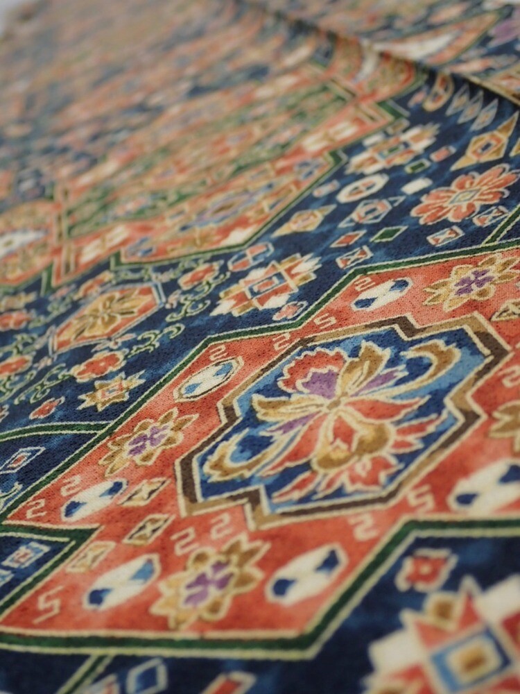 2S08z40 Japanese Kimono Silk FABRIC Flowers Dark navy 54.3x7.1 | eBay