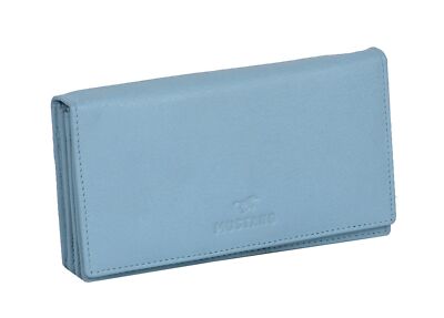 MUSTANG Seattle Leather Long Wallet Top Opening Flap Geldbörse New Blue Blau