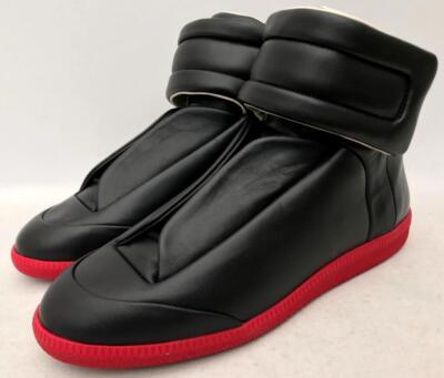 Maison Margiela Future Leather Black Red High-Top Sneakers