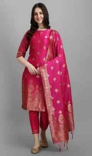 Indian Bollywood Designer Kurta Set Pakistani Women Tunic Kurti Pant Dupatta Set