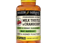 Mason Natural Milk Thistle Cranberry Liver & Kidney Cleanser Detox 60 Capsules