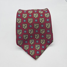 Tommy Hilfiger Tie 100% Italian Silk Made in USA Maroon & Navy Shield