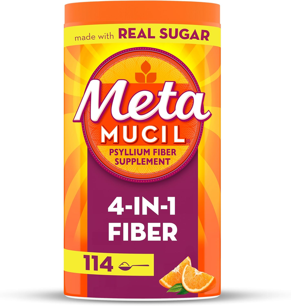 4-In-1 Fiber Supplement for Digestive Health, Psyllium Husk Fiber Powder, Fiber