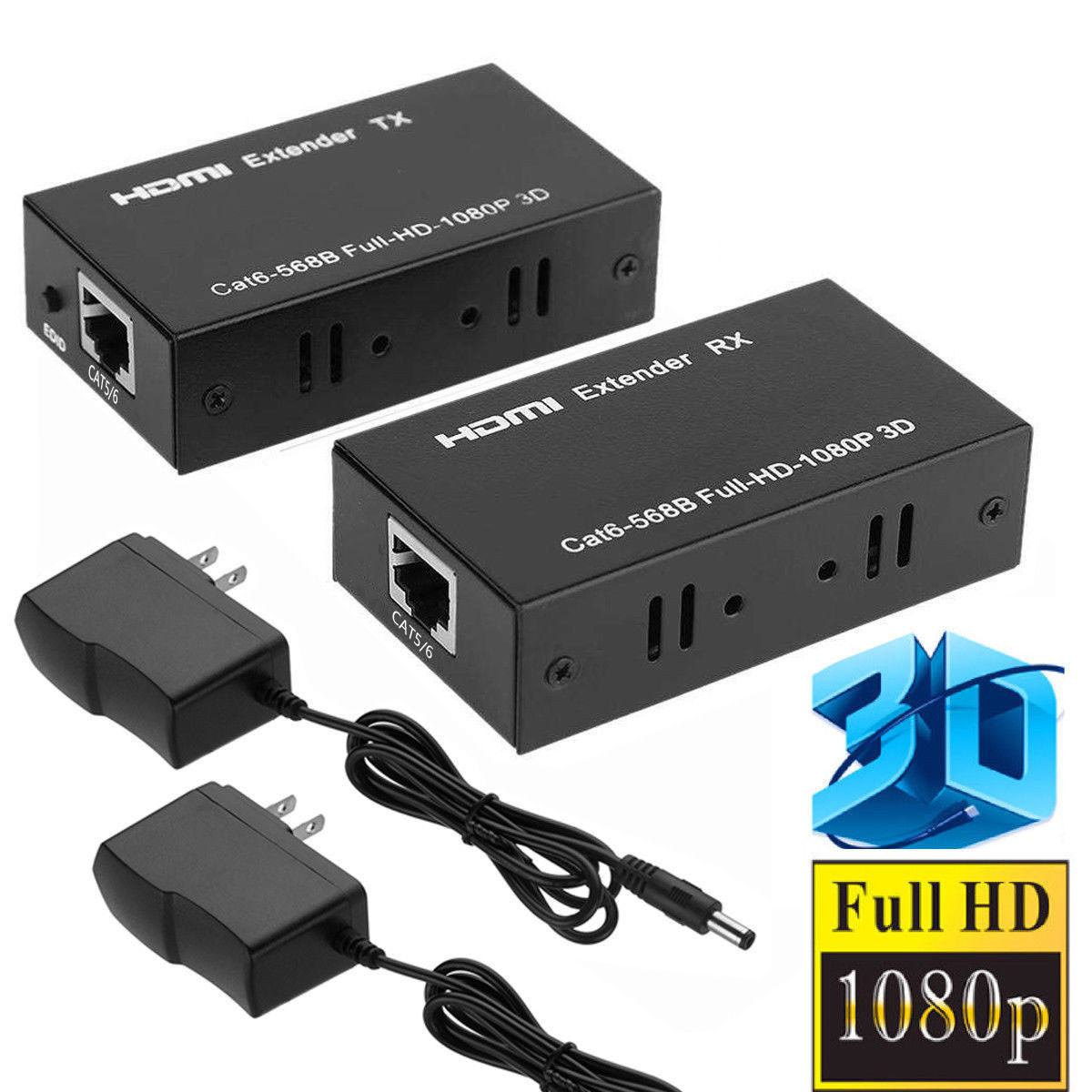 HDMI Extender Over Single Cat 5E CAT6 Network Cable DVD to TV