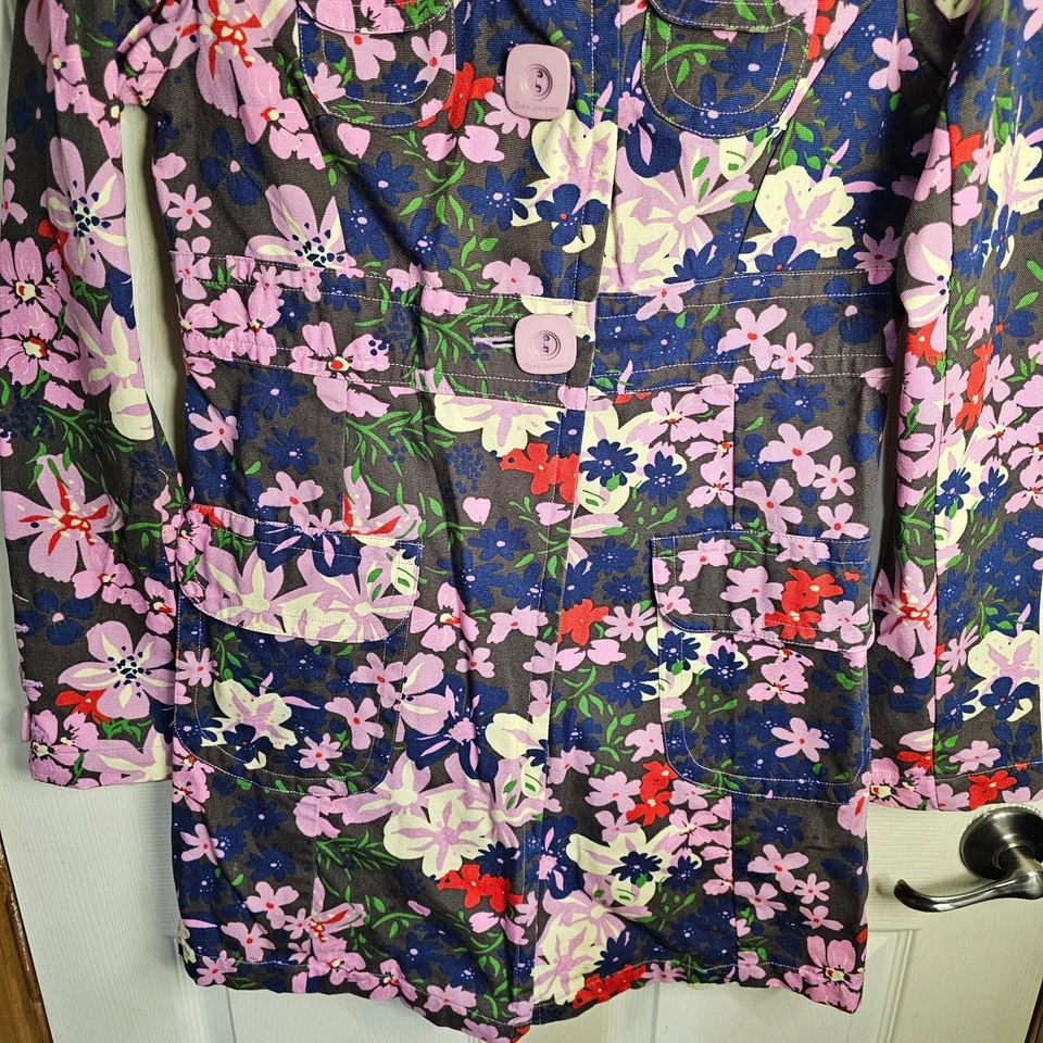 Chaqueta de mezclilla floral Tara Jarmon Target para mujer abrigo de algodón multicolor talla M Foto 4 de 4